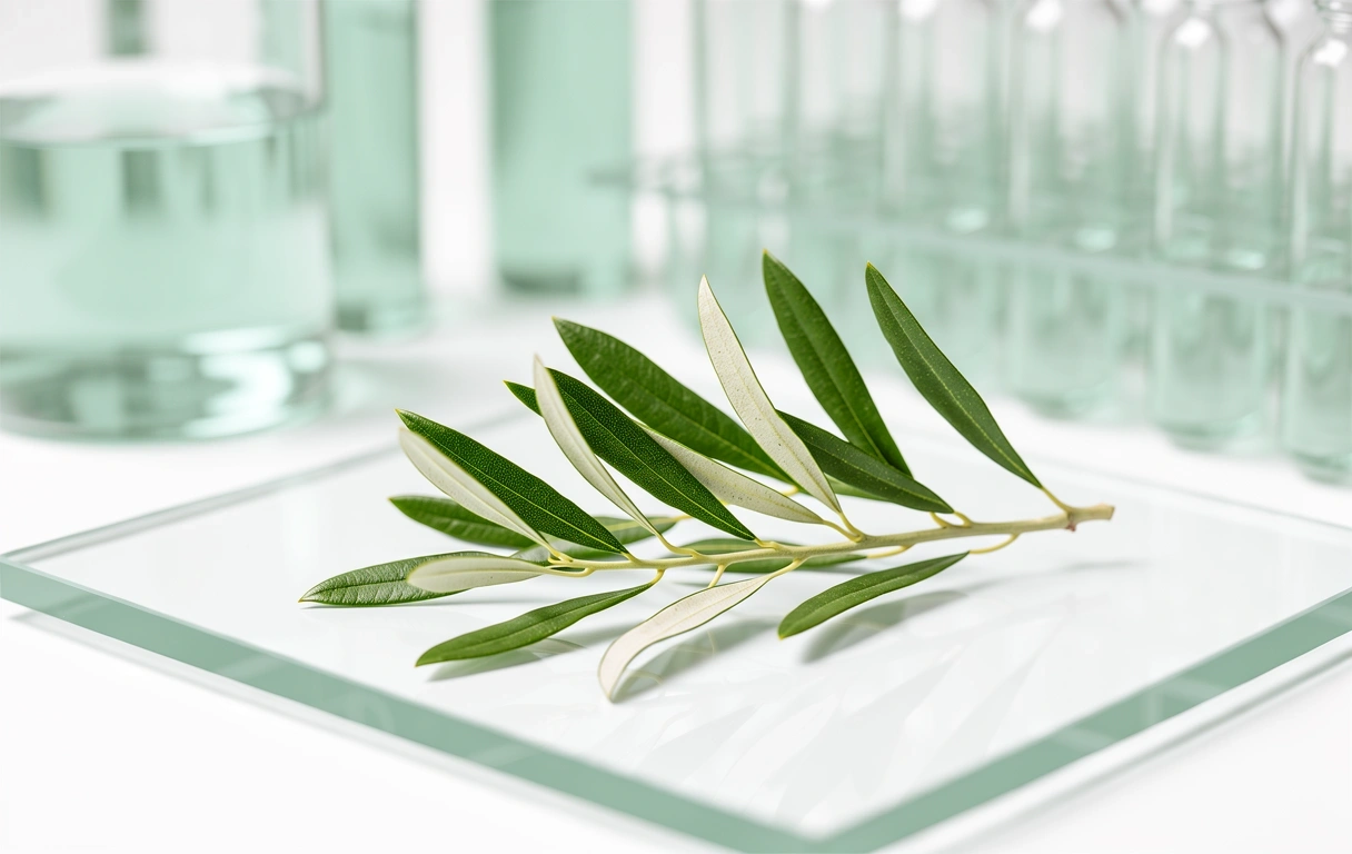 Clinical botanical specimen of an olive branch